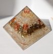 Orgonite piramide 'Extra' Bergkristal-Labradoriet-Seleniet (met flower of life) 11-12 cm