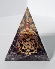 Orgonite driehoek amethist met Metatron (bloem) symbool