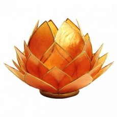 Theelichthouder Capiz Lotus oranje 15 cm